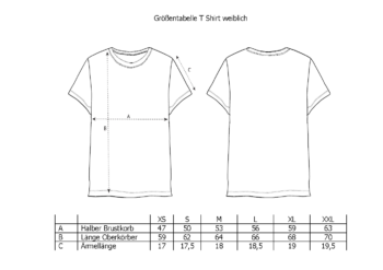 Größentabelle T Shirt weiblich